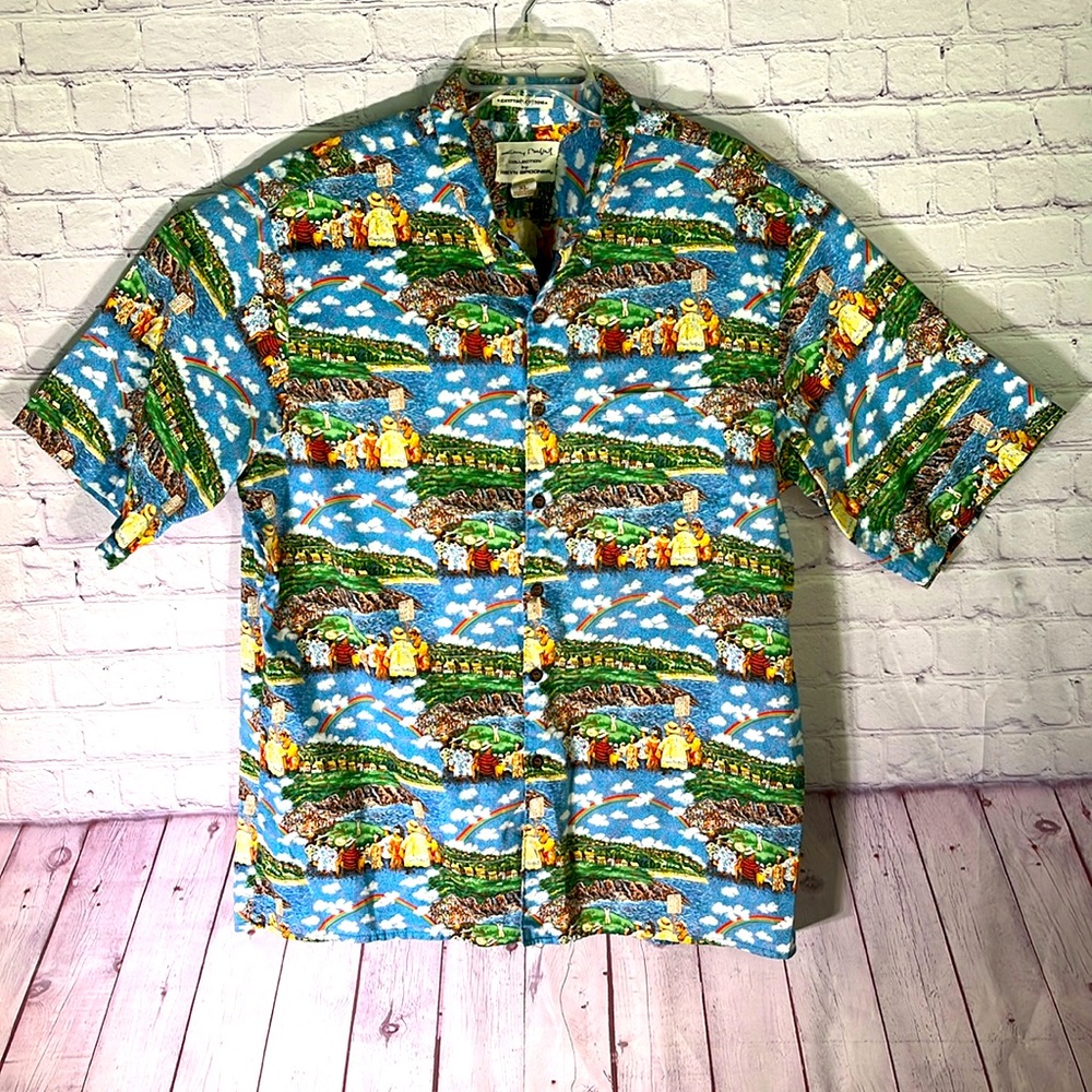 REYN SPOONER Men's Blue & Green Sky Hawaiian Shirt in Size: X-L